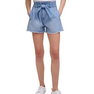 Calvin Klein High Rise Paperbag-Waist Jean Shorts